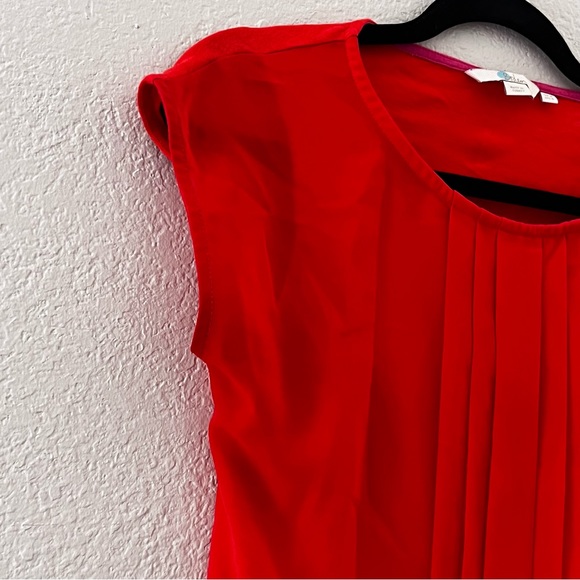 Boden Womens Red/Orange Blouse Pleat Front Sleeveless Top US size 4 - Picture 3 of 6